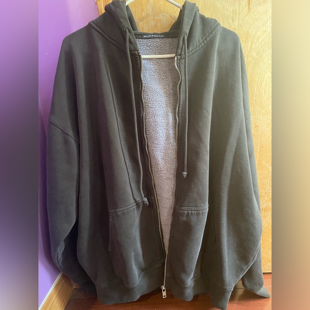 Black Brandy Melville Zip Up Hoodie/Sweater